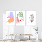 Serene Line Art Trio Canvas
